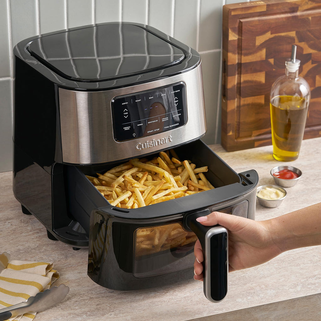 6-Quart Air Fryer with 5 Cooking Functions, Stainless Steel & Black S706
