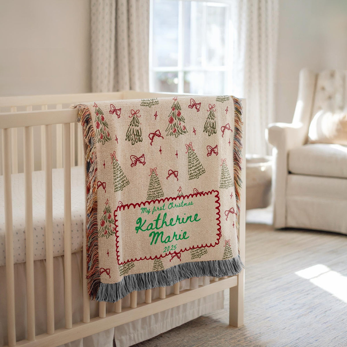 Woven Throw with Christmas Tree Design E26073