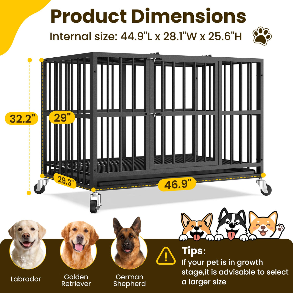 48 Inch Heavy Duty Black Dog Crate Z457069