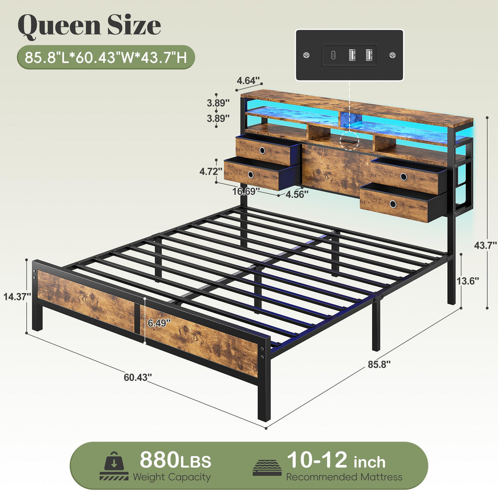 Queen Bed Frame with 4 Drawers W20804