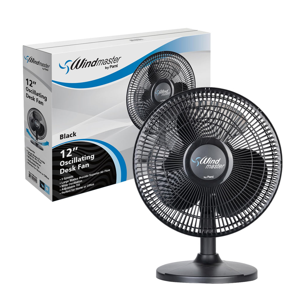 16 in Oscillating Desk Fan, 3 Speed, Adjustable Tilt, Black K740