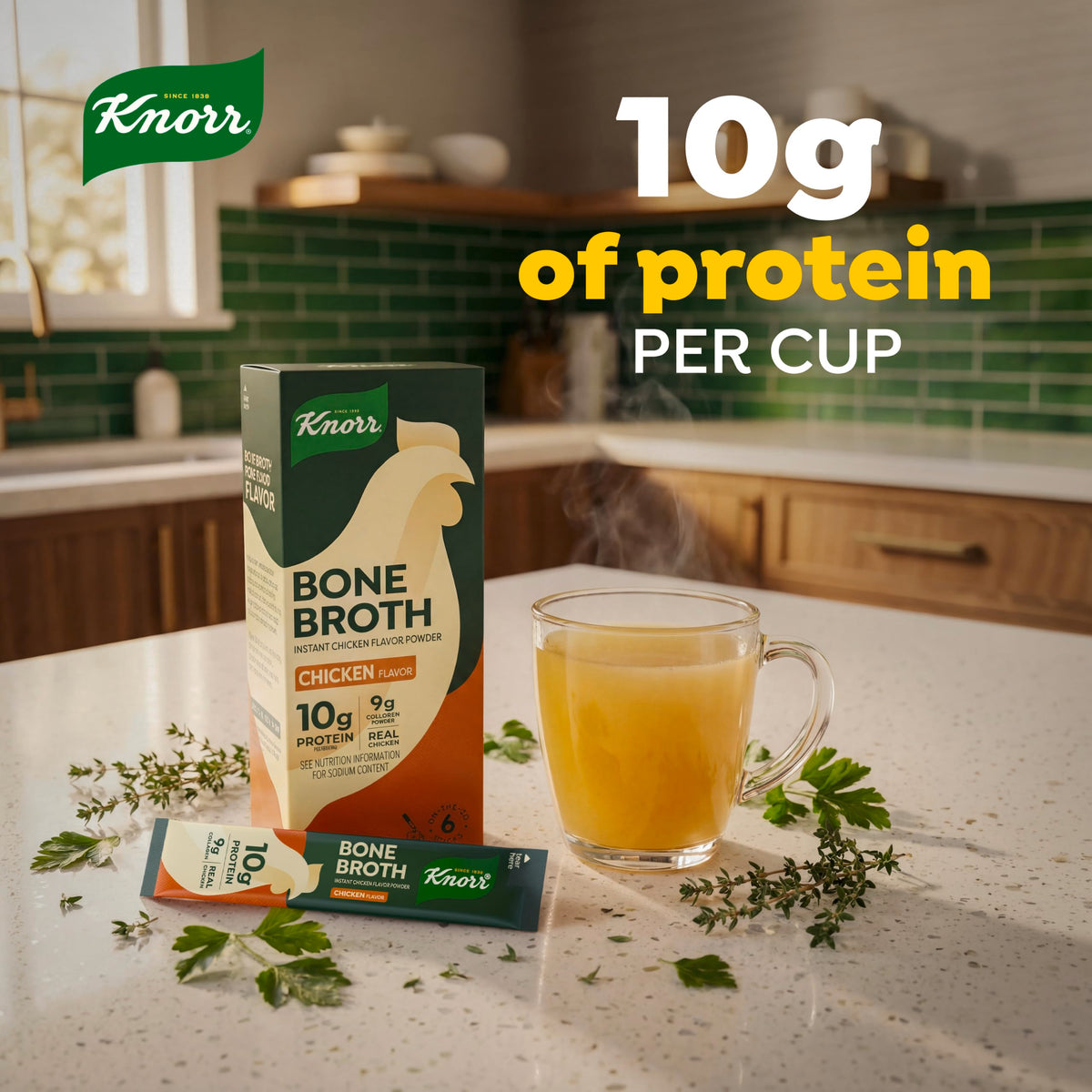 Chicken Bone Broth Instant Powder Mix Packets, 6 Count N6029