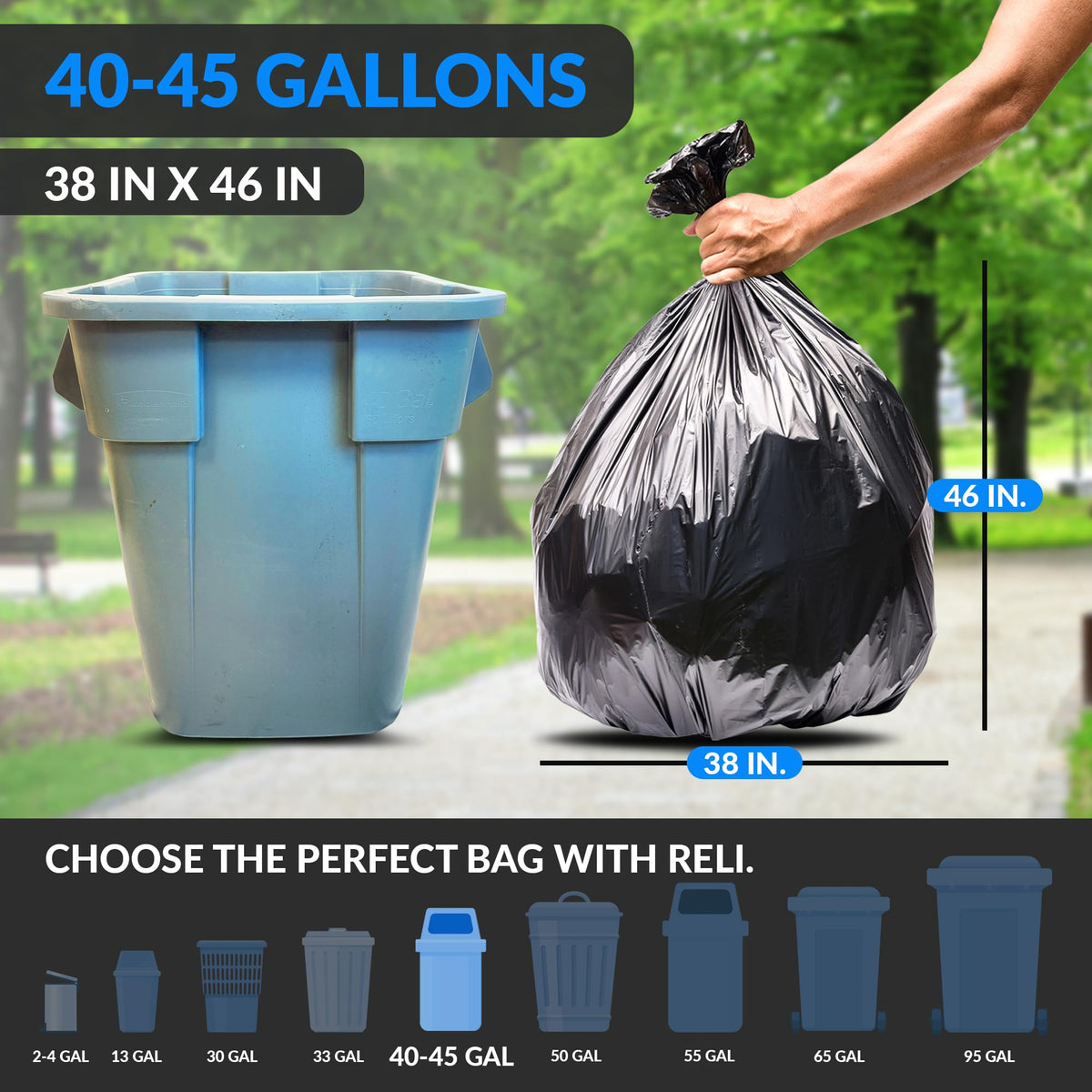 45 Gallon Heavy Duty Trash Bags M141503