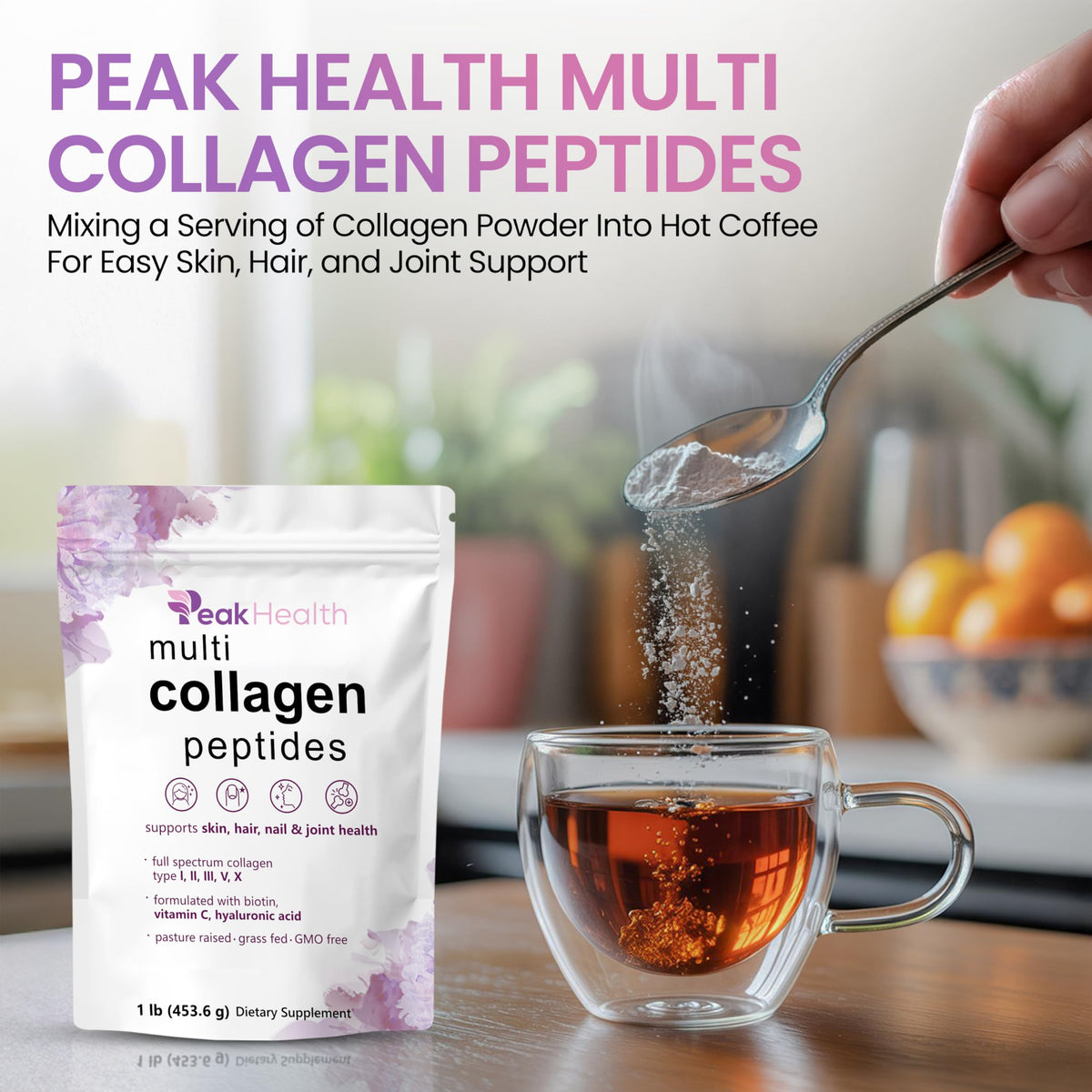 Multi Collagen Peptides Powder 1lb Types I II III V X R4461