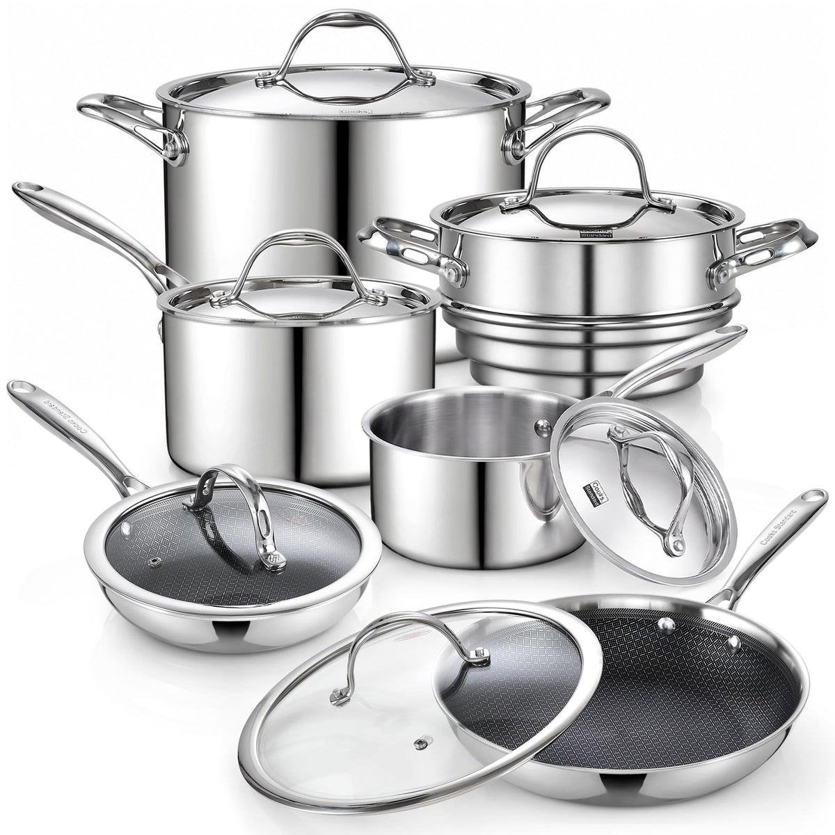 12-Piece Multi-Ply Clad Stainless Steel Cookware Set X172919