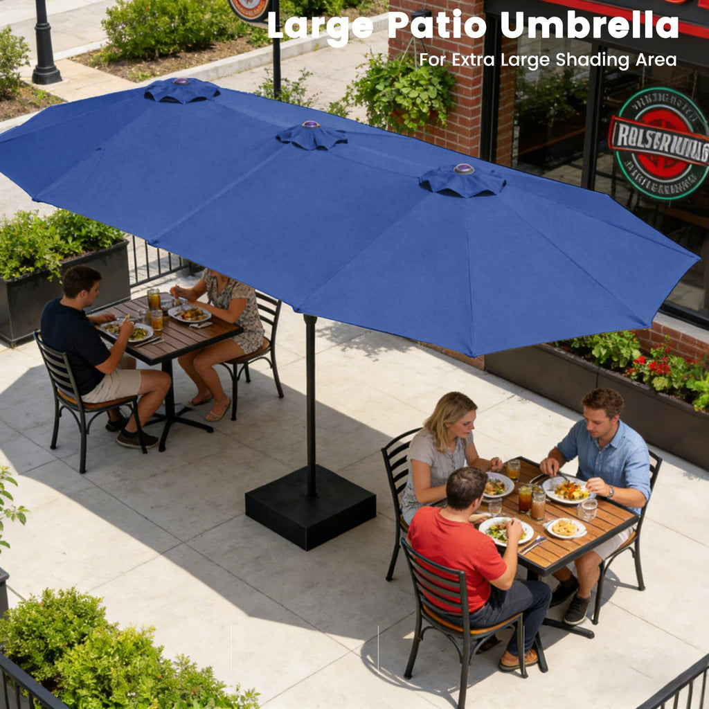 15FT Double-Sided Rectangle Patio Umbrella with Base E724045