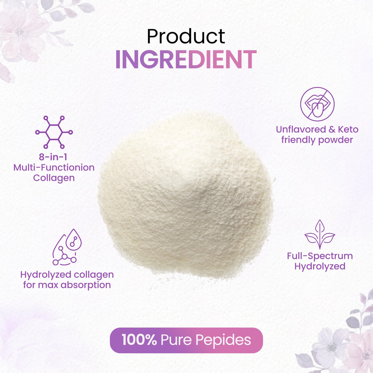 Multi Collagen Peptides Powder 1lb Types I II III V X R4461