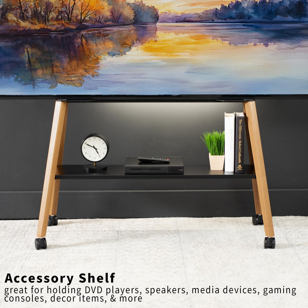 43 to 75 inch Adjustable Mobile TV Stand with Walnut Legs M909