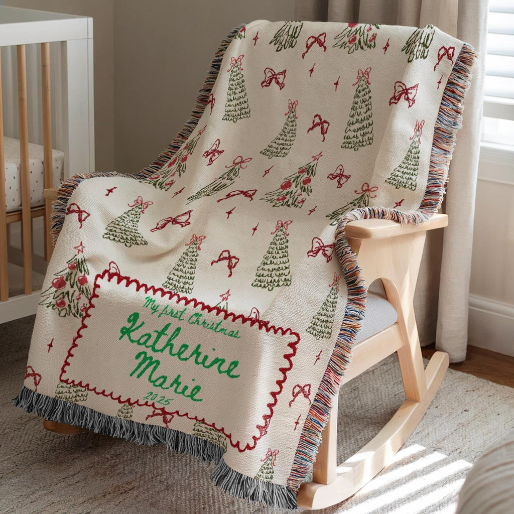 Woven Throw with Christmas Tree Design E26073