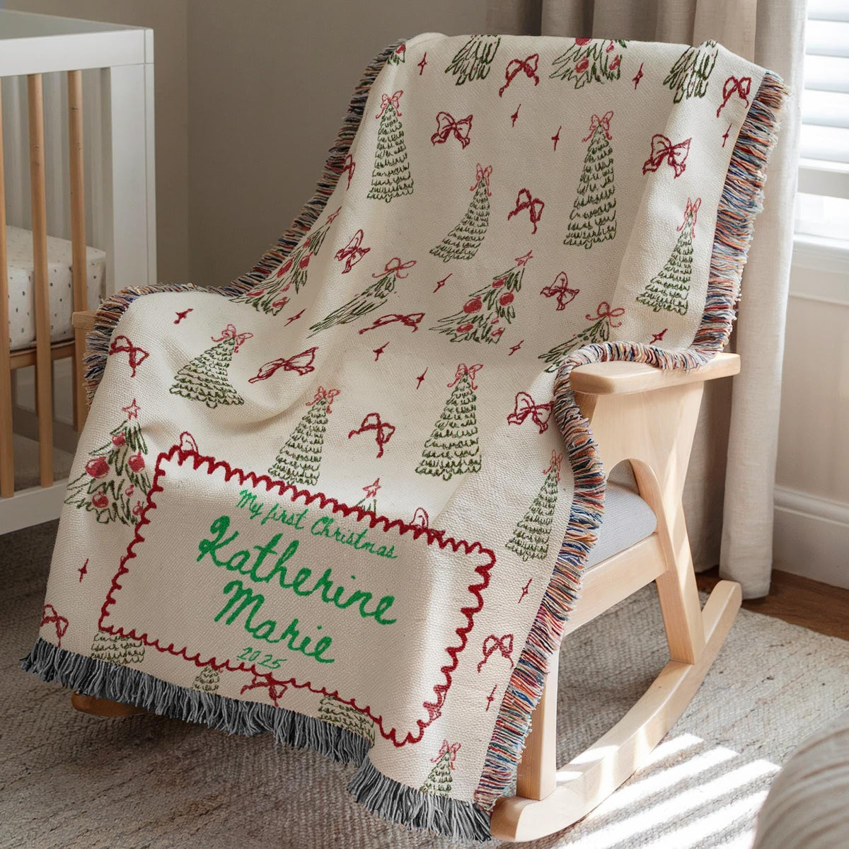 Woven Throw with Christmas Tree Design E26073