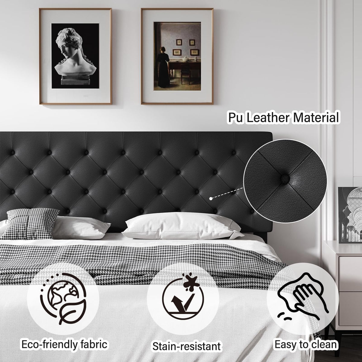 Queen Faux Leather Bed Frame with Headboard Z6797
