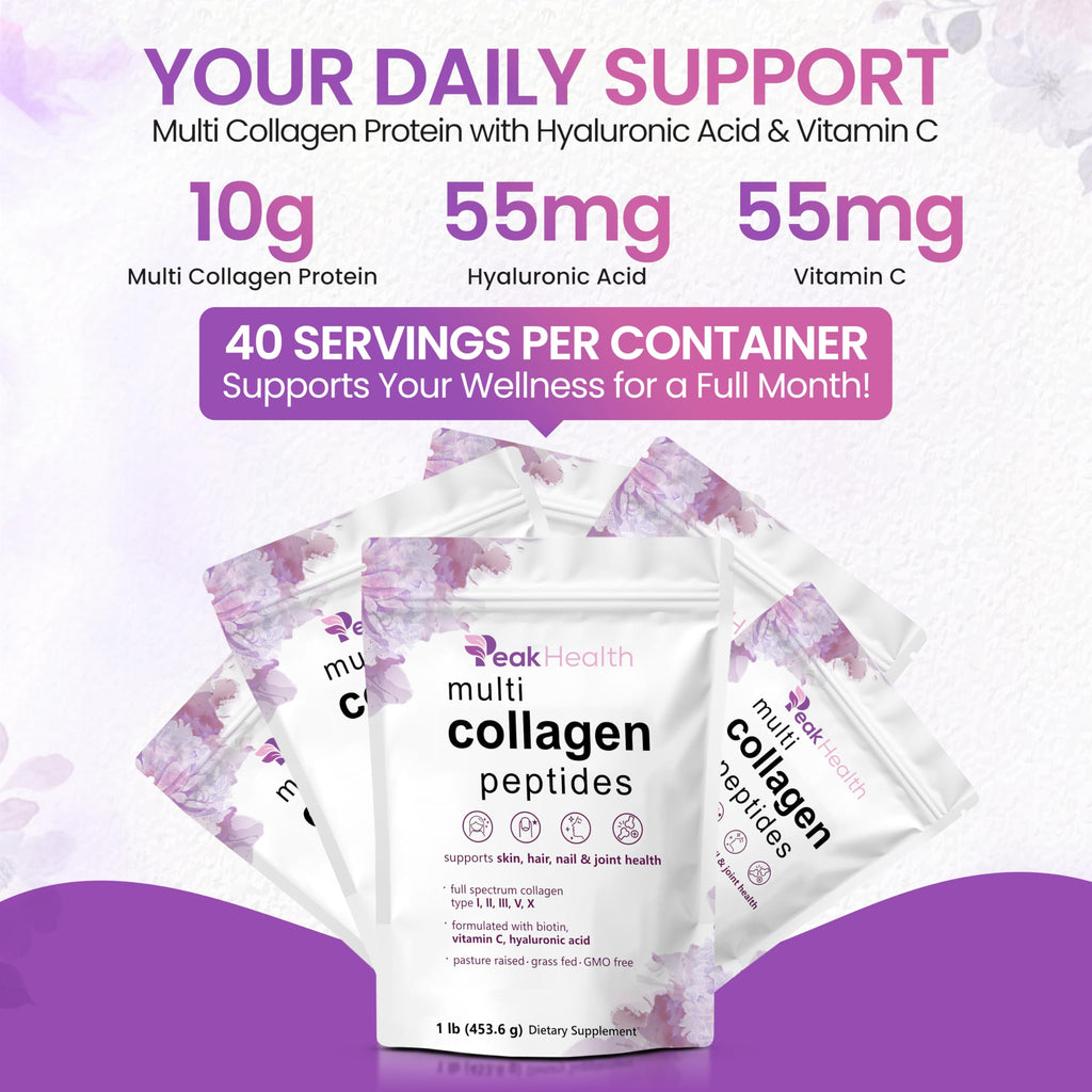 Multi Collagen Peptides Powder 1lb Types I II III V X R4461