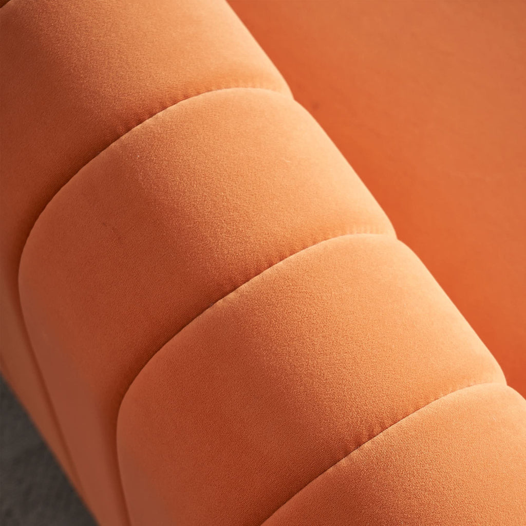 Orange Velvet 3-Seater Sofa with Rolled Arms E7684