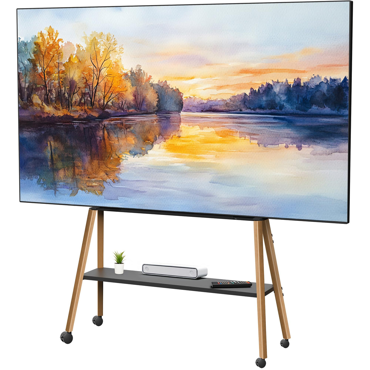 43 to 75 inch Adjustable Mobile TV Stand with Walnut Legs M909