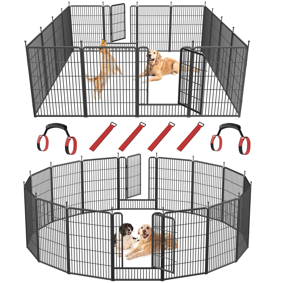 16 Panel 40" Height Dog Playpen with Doors C973