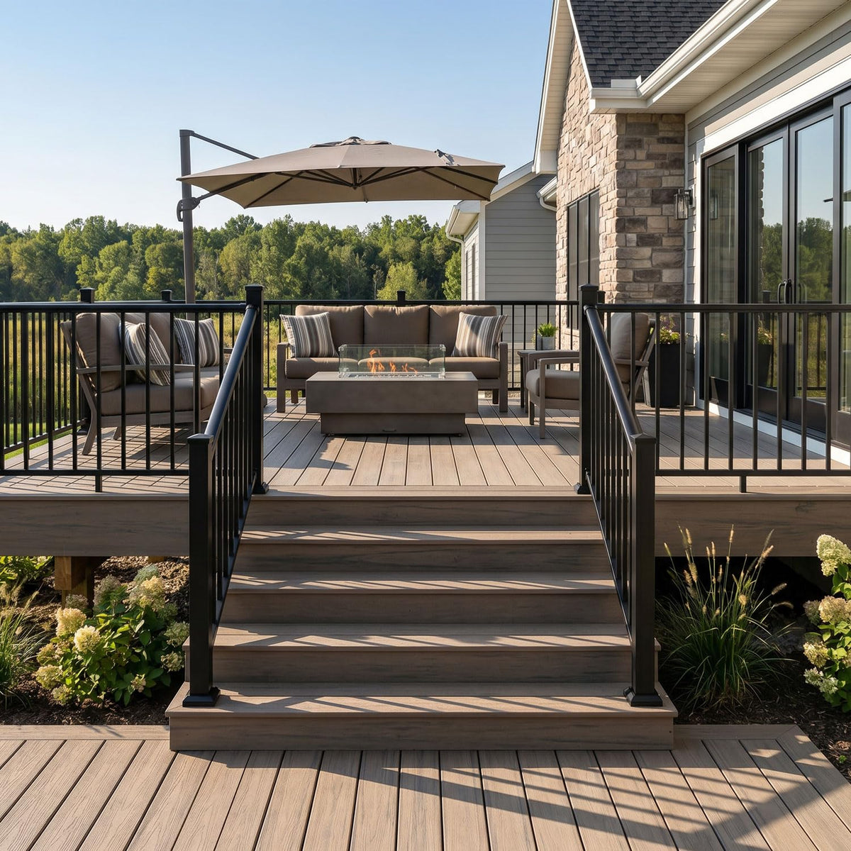 Heavy Duty Aluminum Stair Railing Kit, Textured Black R23992