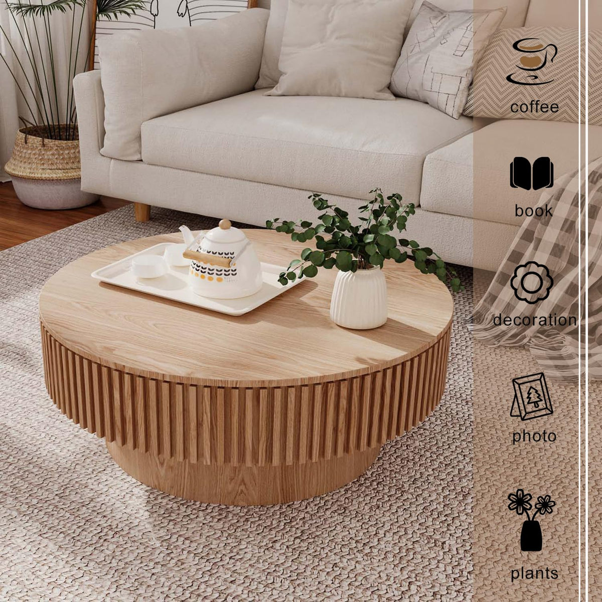 Round Coffee Table with Storage K677181