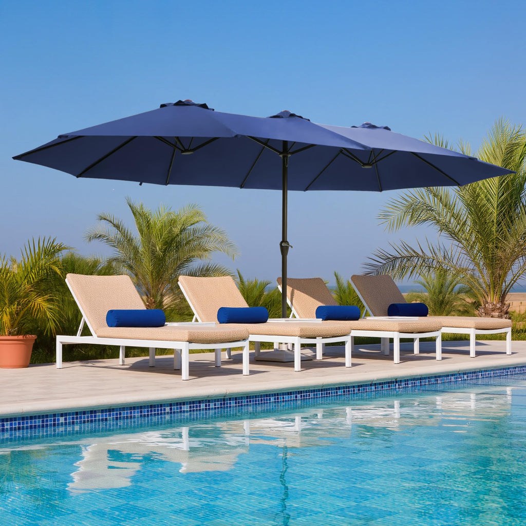 15FT Double-Sided Rectangle Patio Umbrella with Base E724045