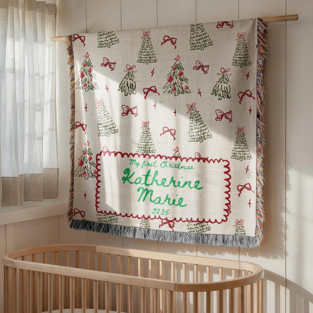 Woven Throw with Christmas Tree Design E26073