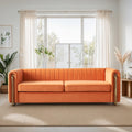 Orange Velvet 3-Seater Sofa with Rolled Arms E7684
