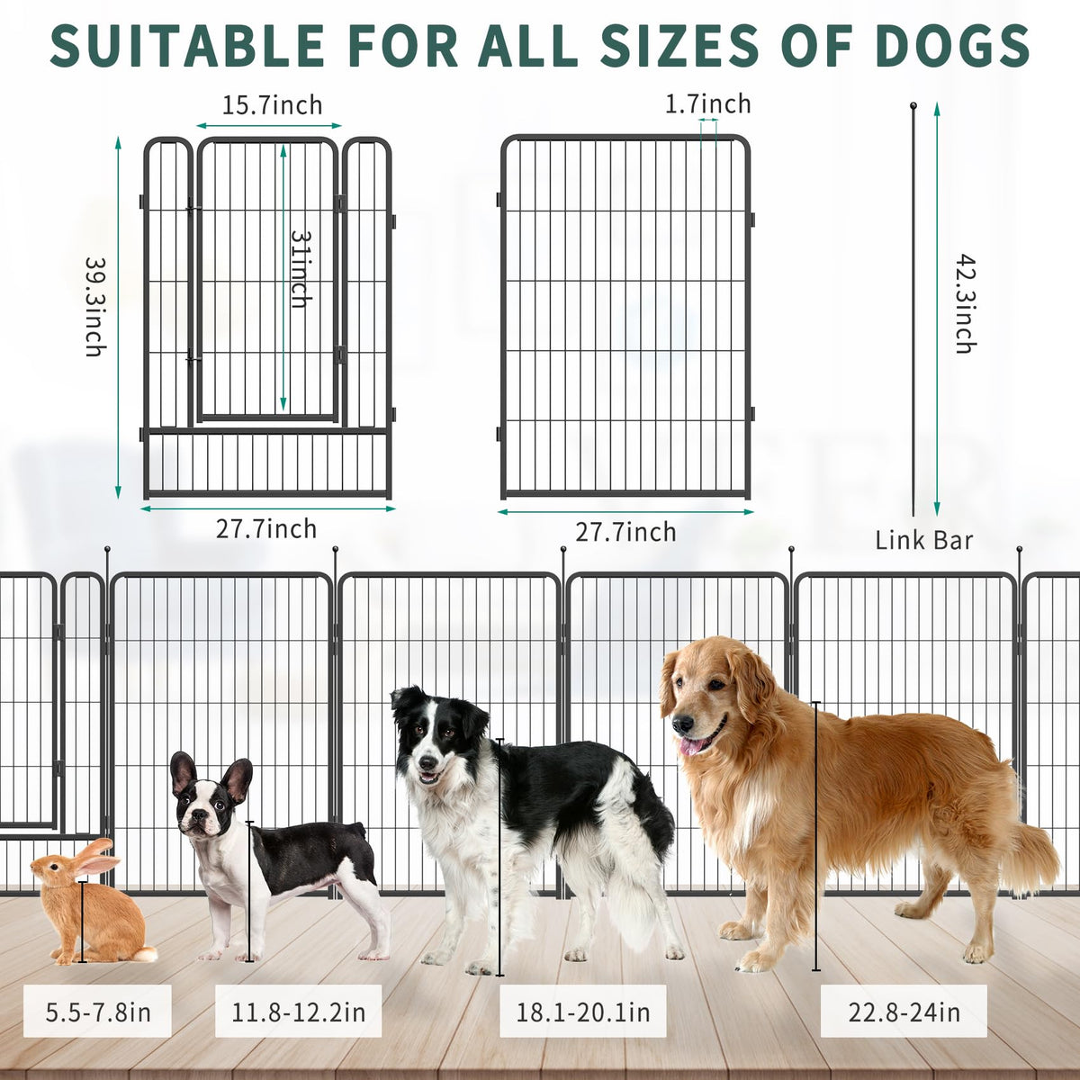 16 Panel 40" Height Dog Playpen with Doors C973