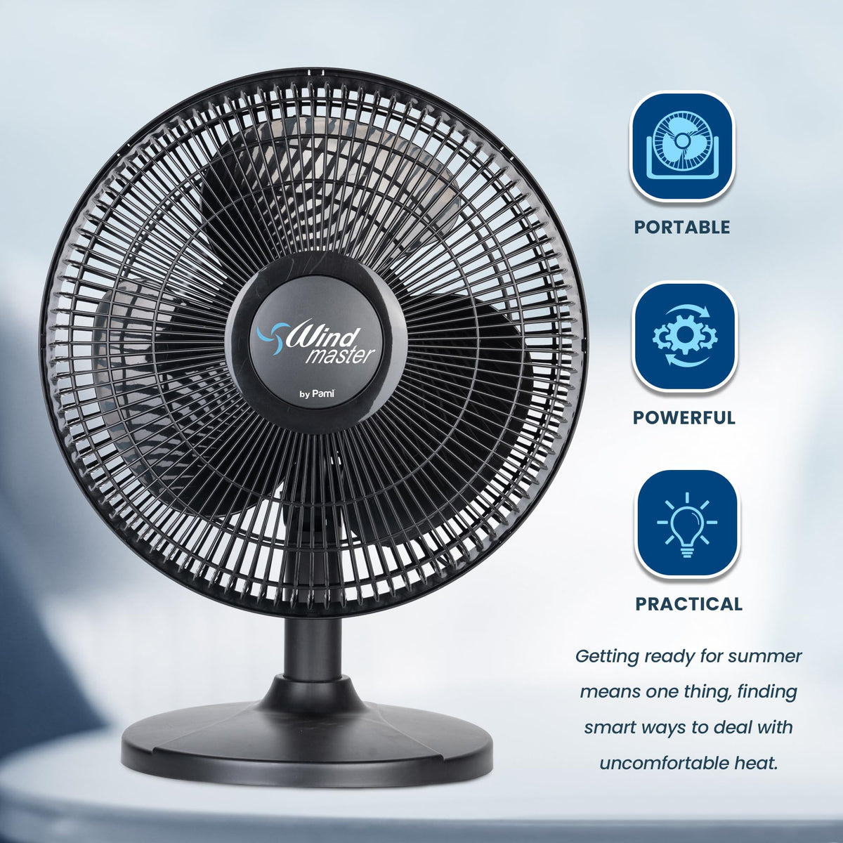 16 in Oscillating Desk Fan, 3 Speed, Adjustable Tilt, Black K740