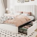 White Velvet Queen Size Storage Bed Frame with 4 Underbed Drawers Y219290