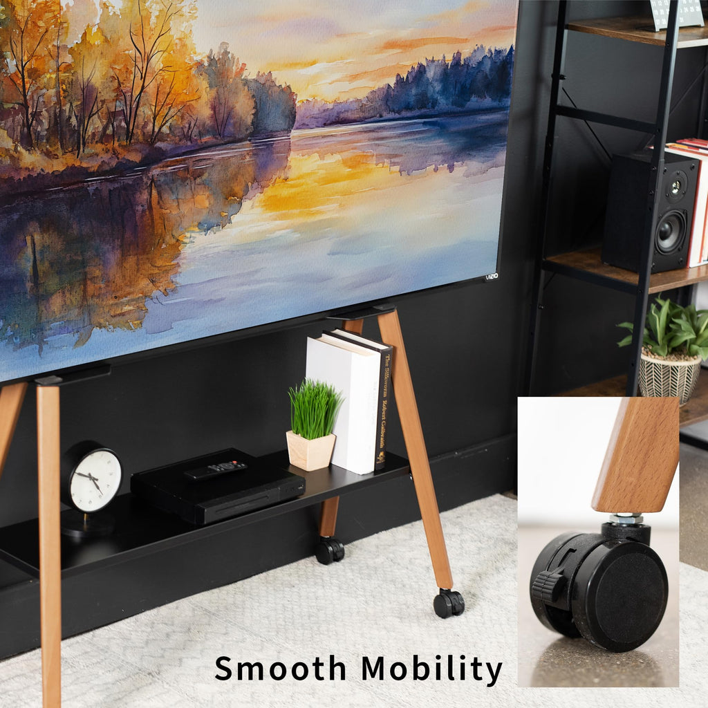 43 to 75 inch Adjustable Mobile TV Stand with Walnut Legs M909