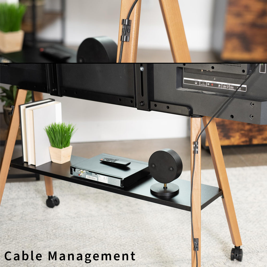 43 to 75 inch Adjustable Mobile TV Stand with Walnut Legs M909