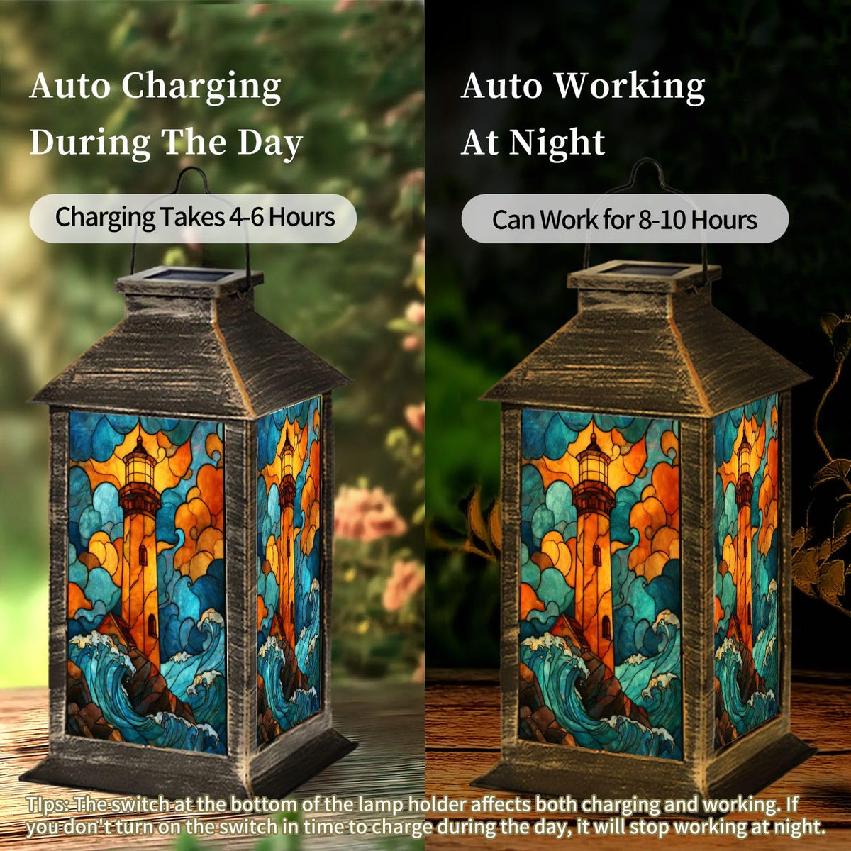 Solar Powered Outdoor Waterproof Hanging Lantern Y707822