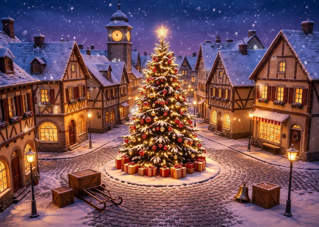 10x6.5ft Fabric Christmas Backdrop with Tree T496296