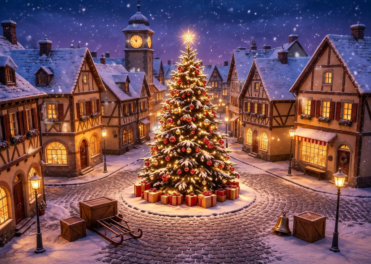 10x6.5ft Fabric Christmas Backdrop with Tree T496296