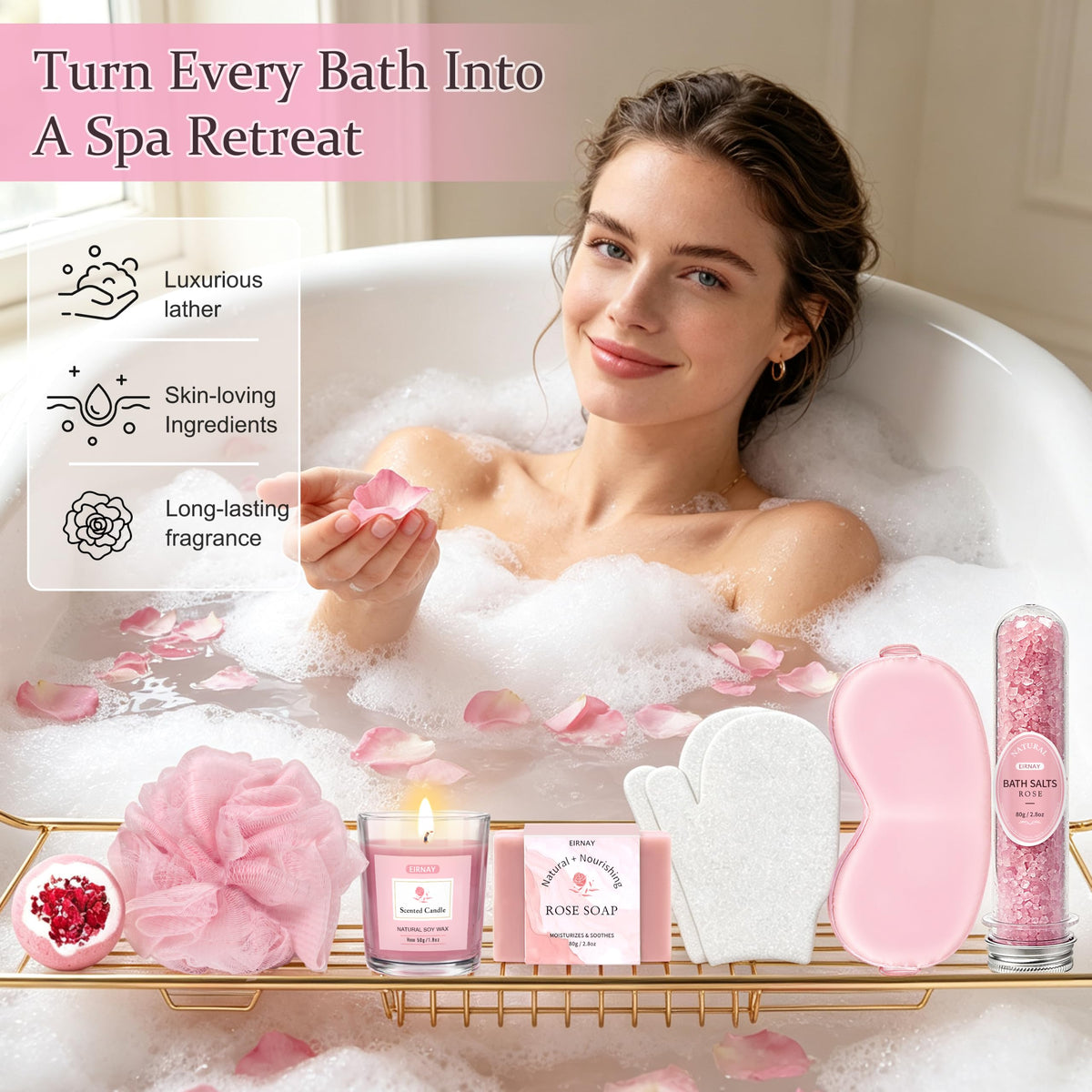 23pcs Rose Spa Gift Baskets J8791