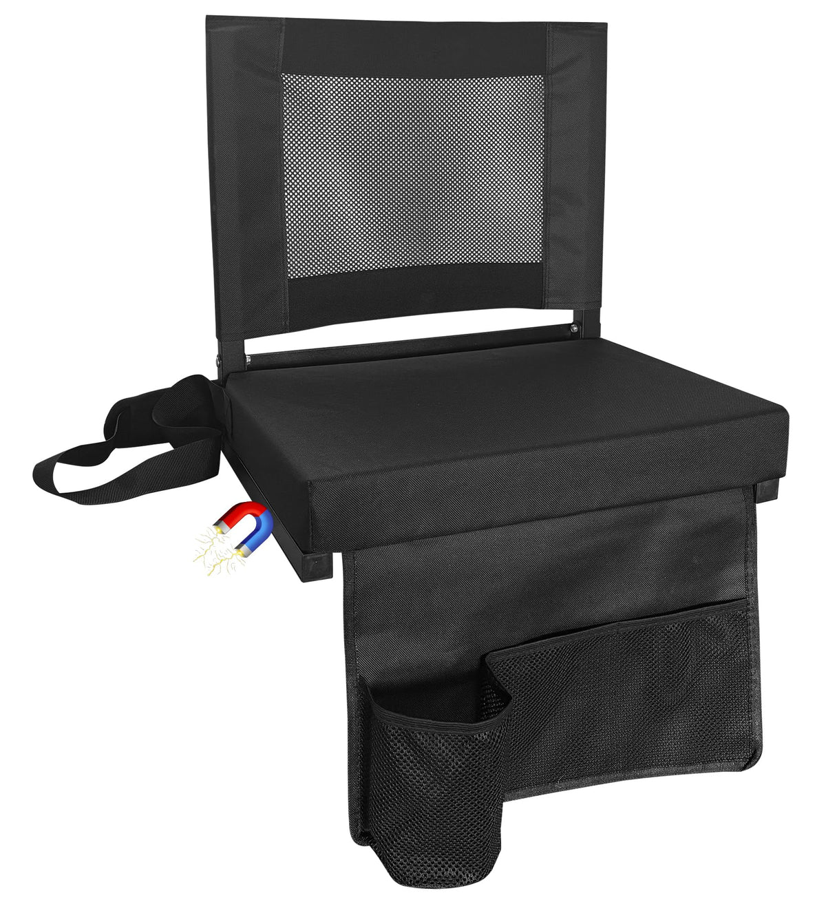Portable Folding Bleacher Seats with Back Support and Cushion, Black Y53511