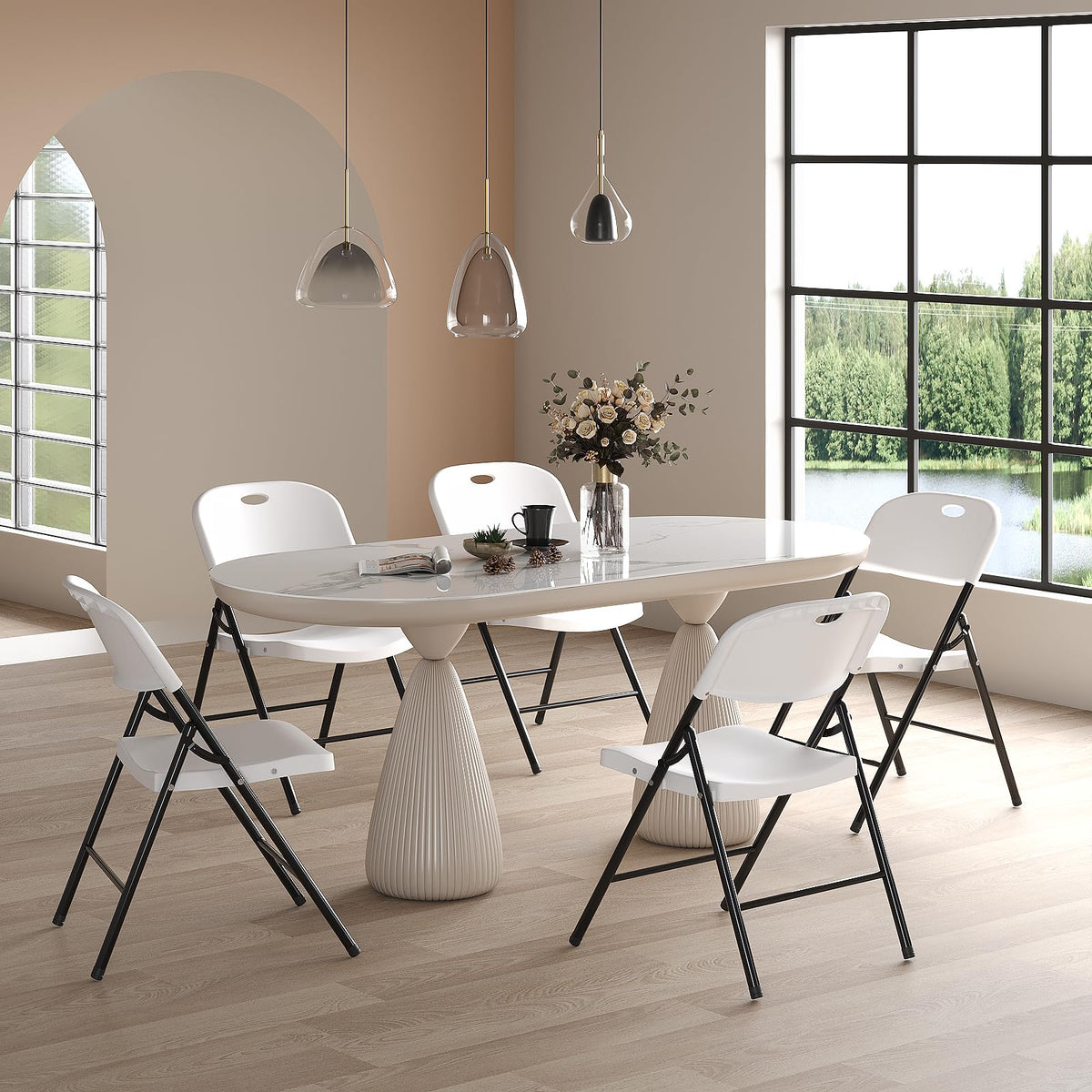 Heavy Duty Plastic Folding Chair with Reinforced Steel Frame V306