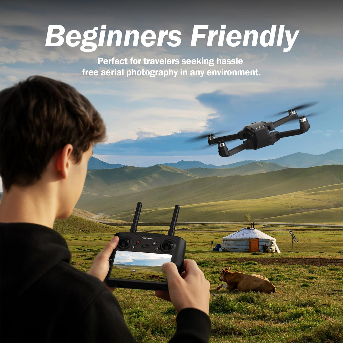 FPV Drone with EIS Camera, 4.5 Inch LCD Screen, Foldable Quadcopter Under 249g P42758