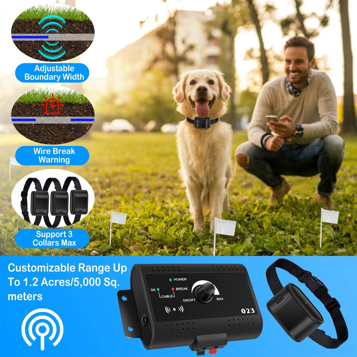 Electric Dog Fence System with 2 Waterproof Collar K34146