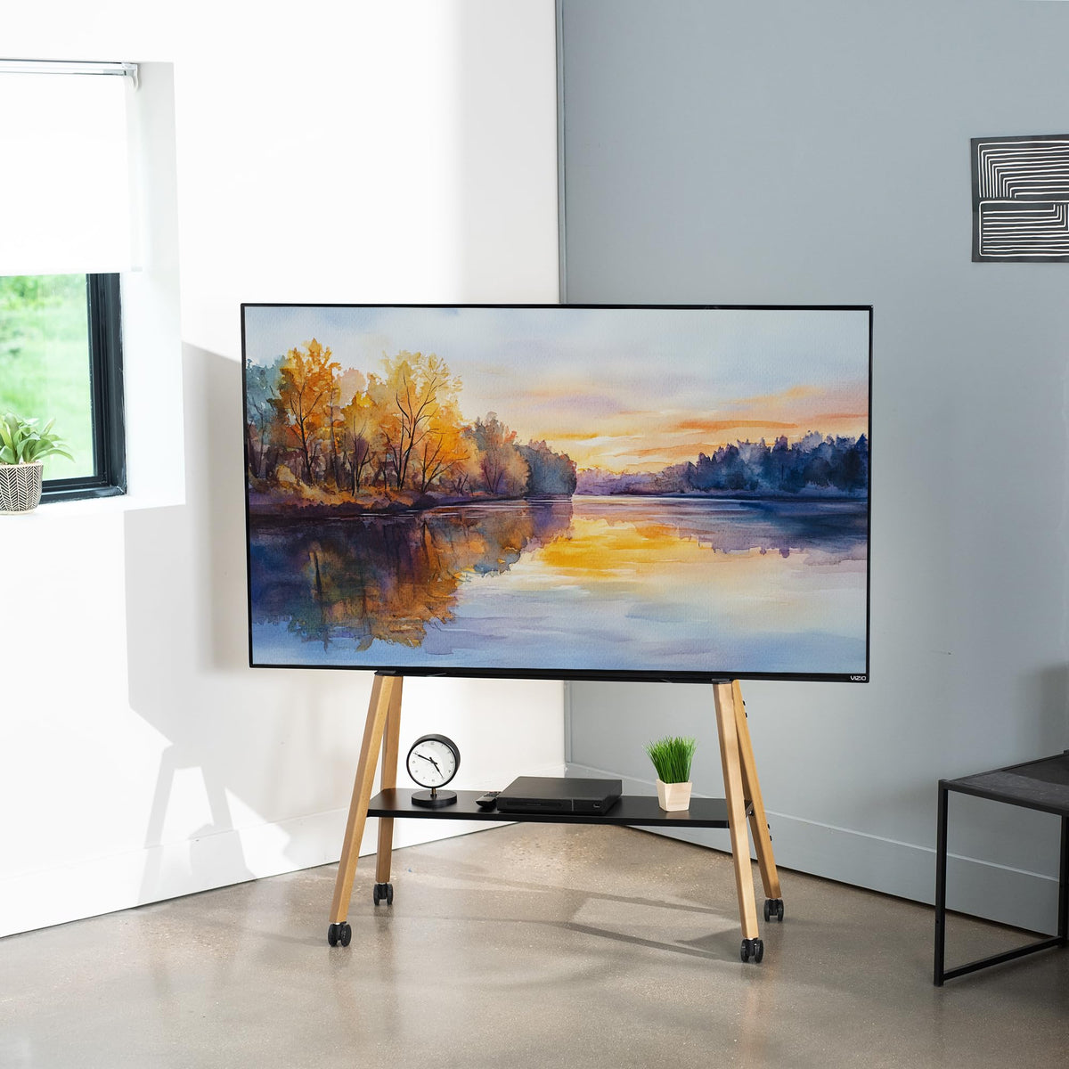 43 to 75 inch Adjustable Mobile TV Stand with Walnut Legs M909