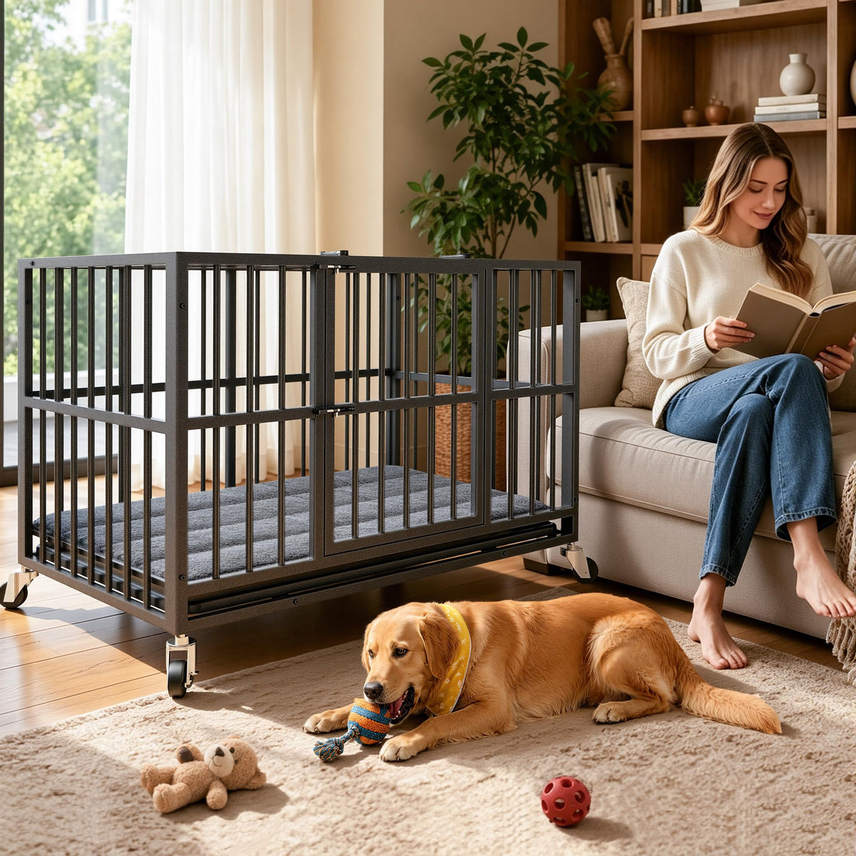 48 Inch Heavy Duty Black Dog Crate Z457069
