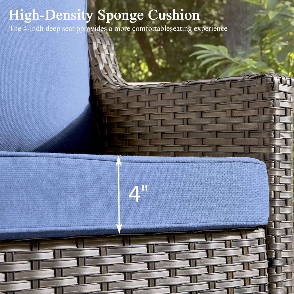 3 Pieces All Weather Wicker Patio Sofa Set with 2 Footstools R927