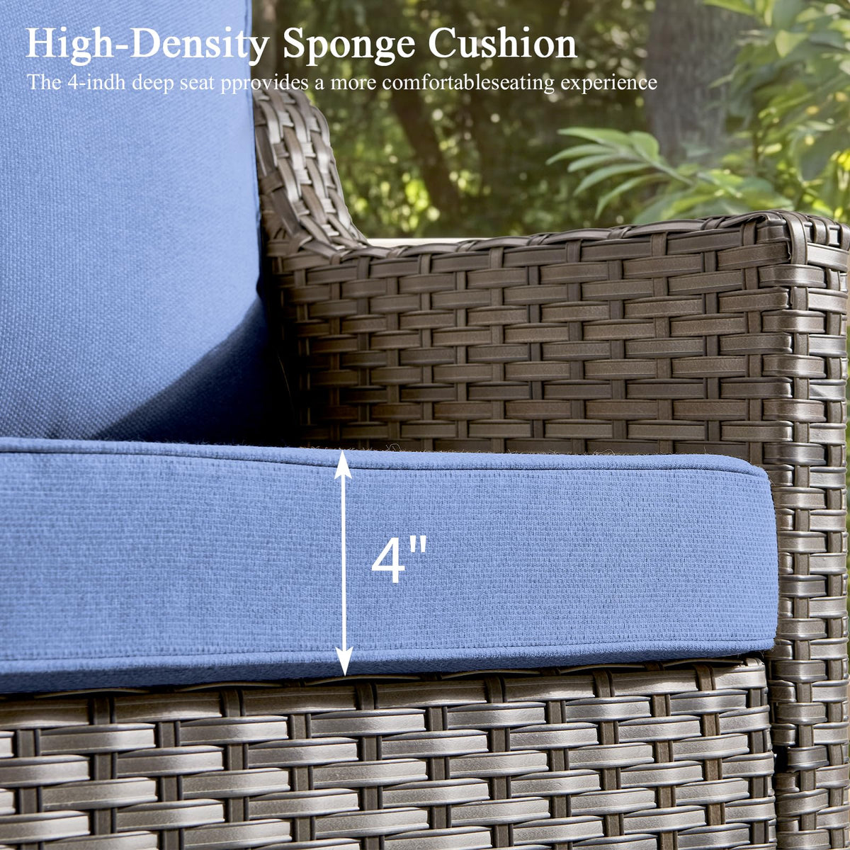 3 Pieces All Weather Wicker Patio Sofa Set with 2 Footstools R927