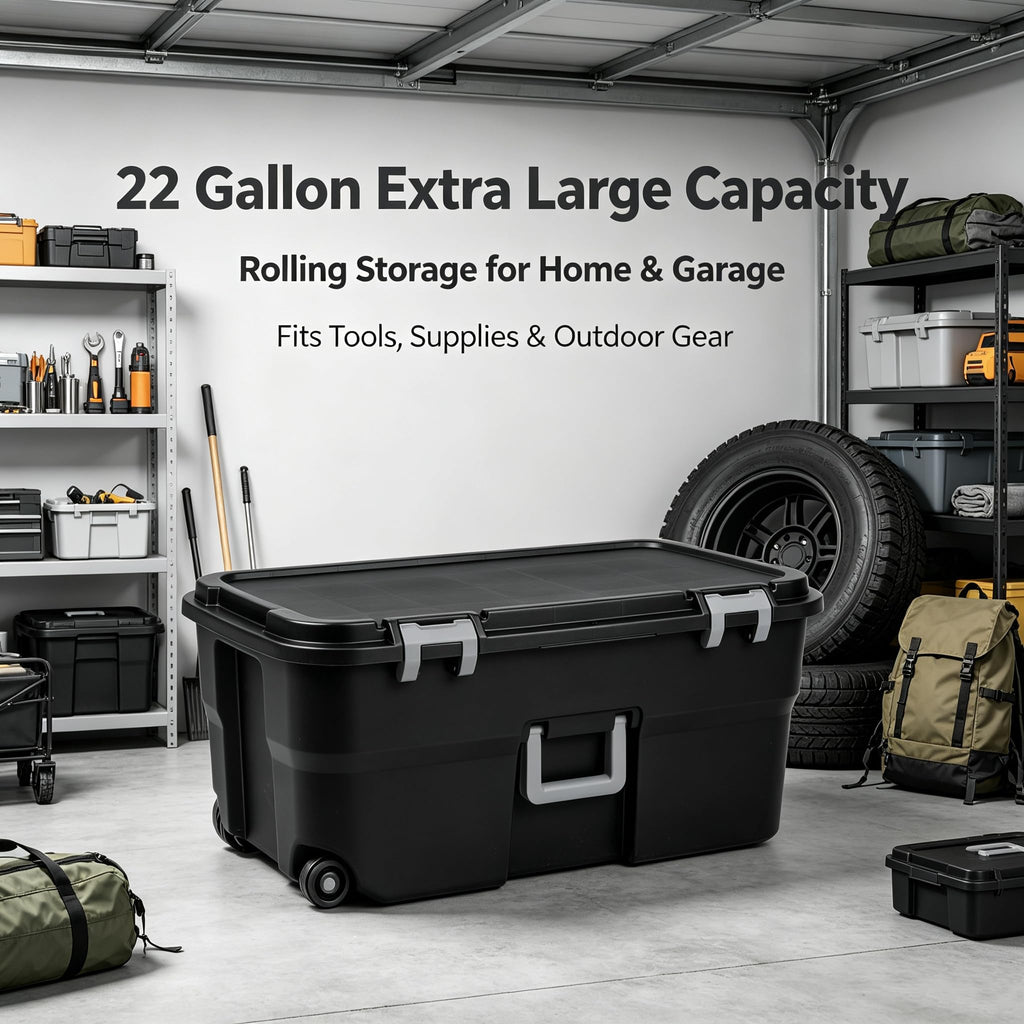 22 Gallon Wheeled Plastic Footlocker V16190