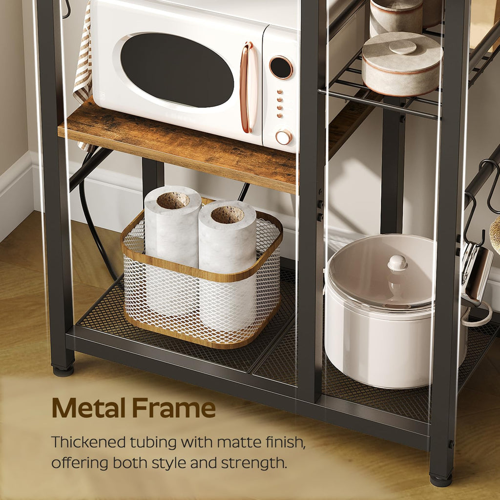 Rustic Brown Kitchen Storage Rack with Charging Station C6691