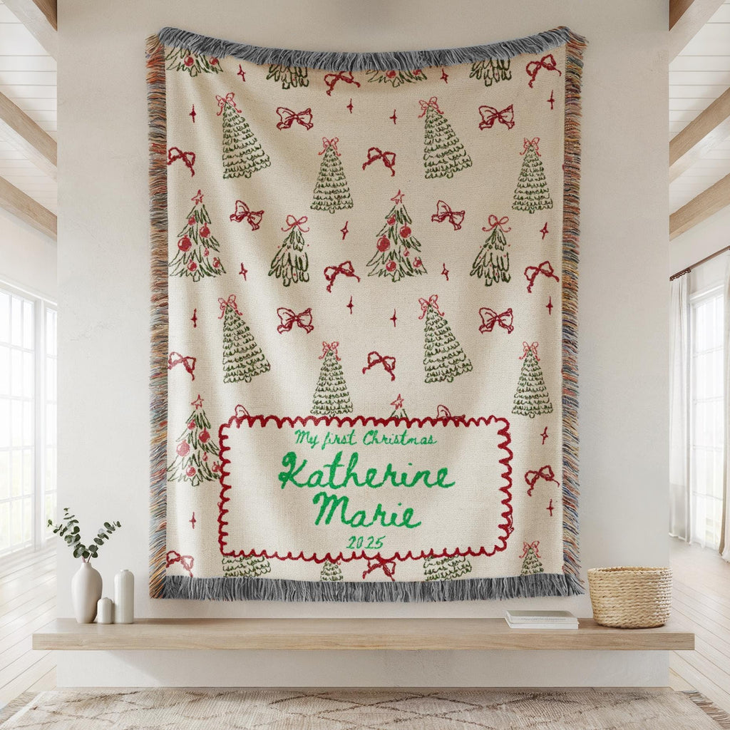Woven Throw with Christmas Tree Design E26073
