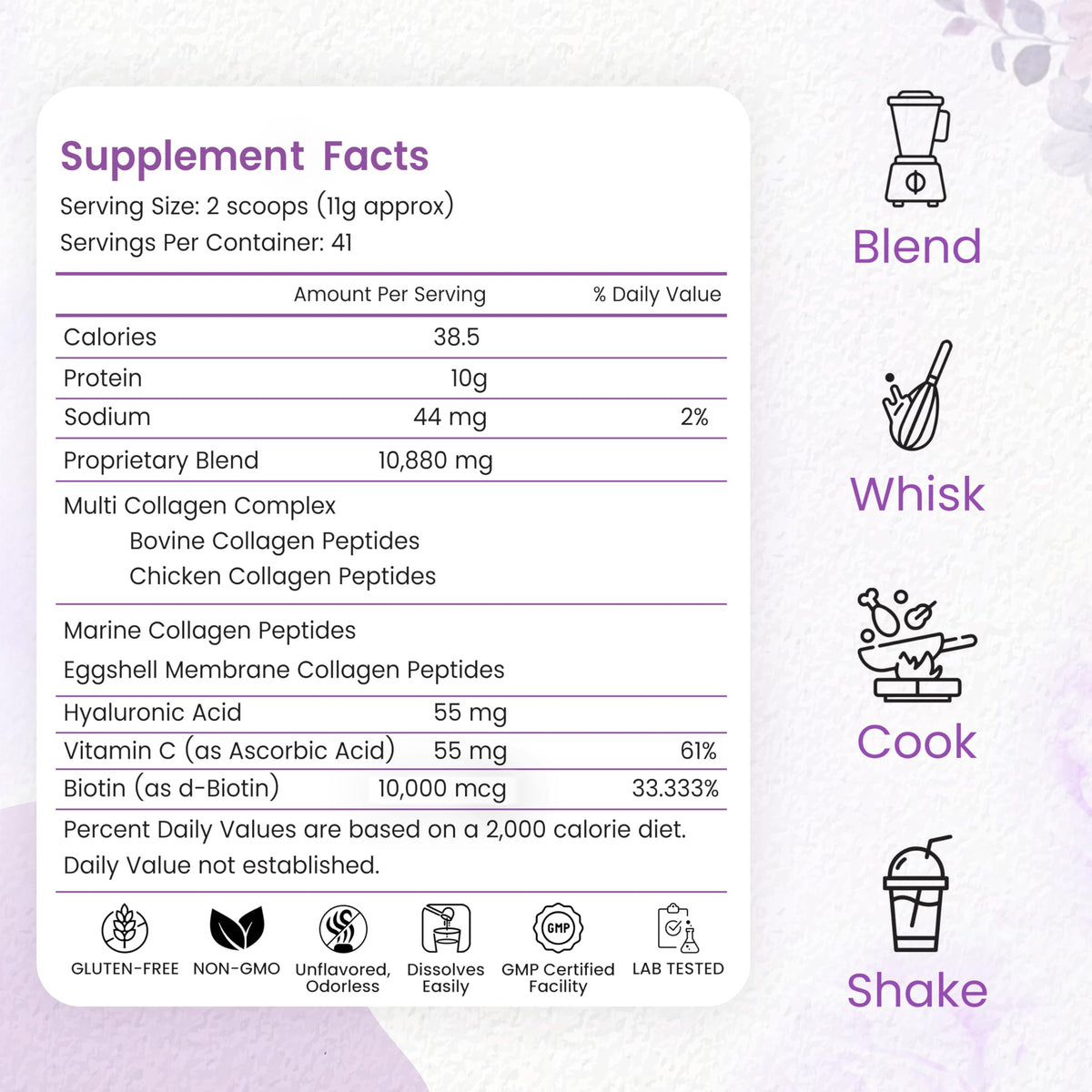Multi Collagen Peptides Powder 1lb Types I II III V X R4461