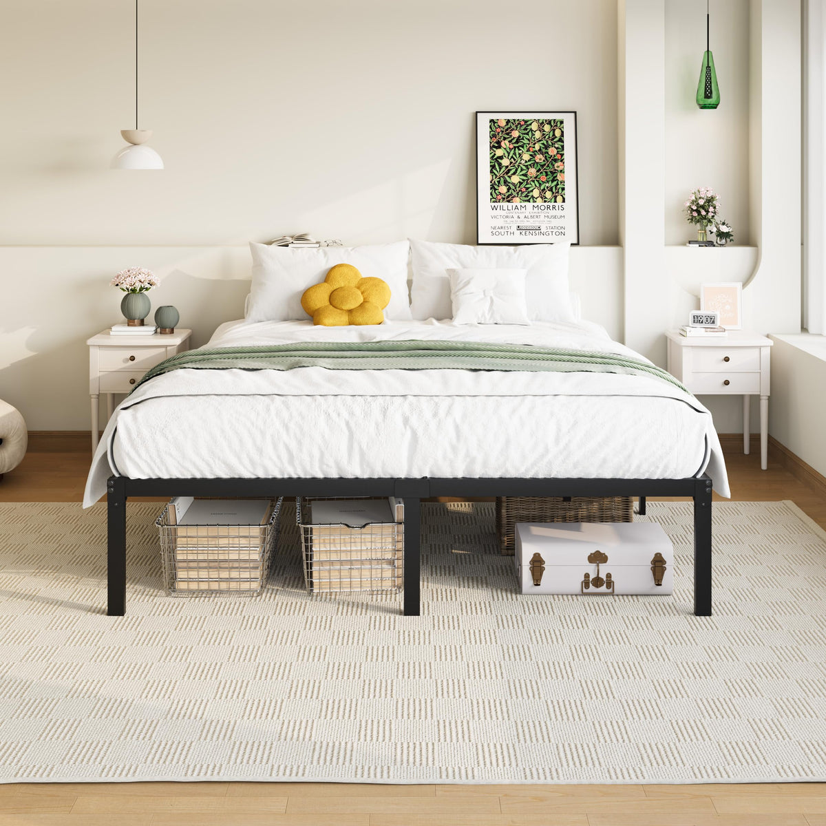 Queen 14 inch Metal Bed Frame with Storage Space B100631