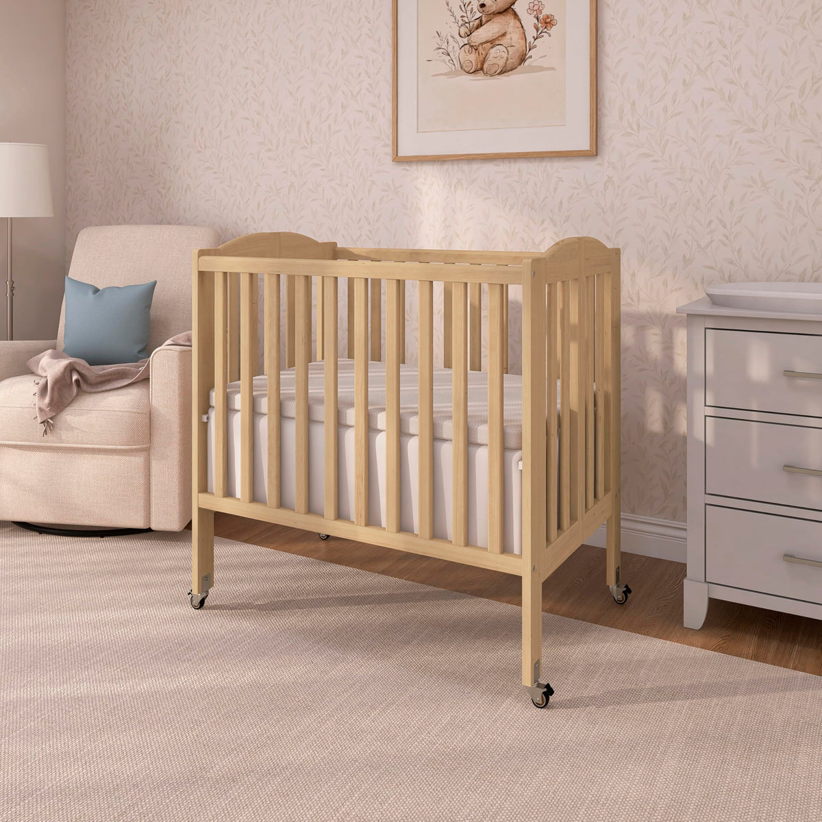 2-in-1 Portable Mini Crib with Mattress X9009