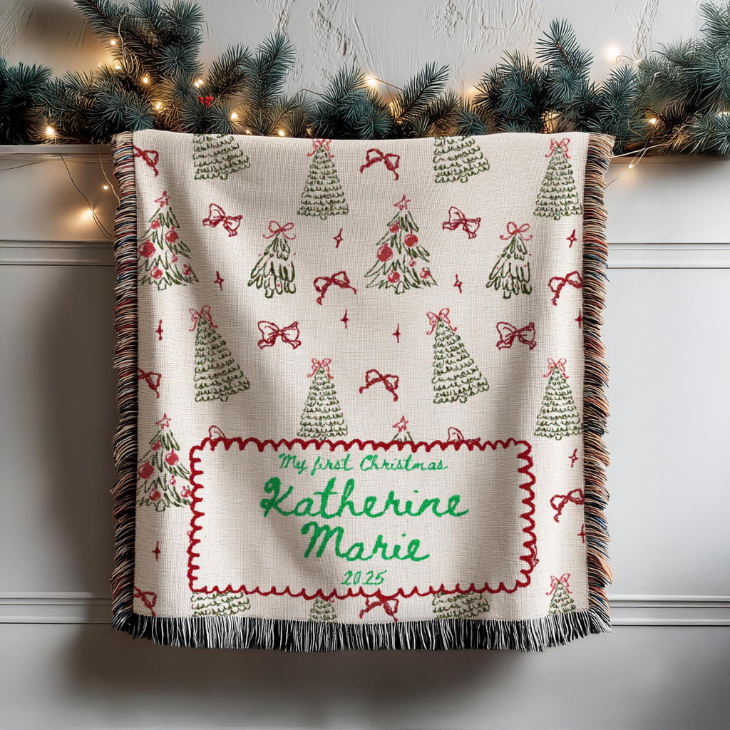 Woven Throw with Christmas Tree Design E26073