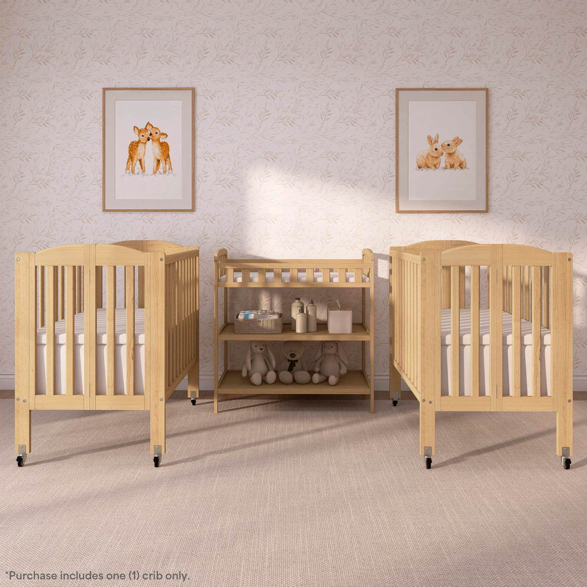 2-in-1 Portable Mini Crib with Mattress X9009
