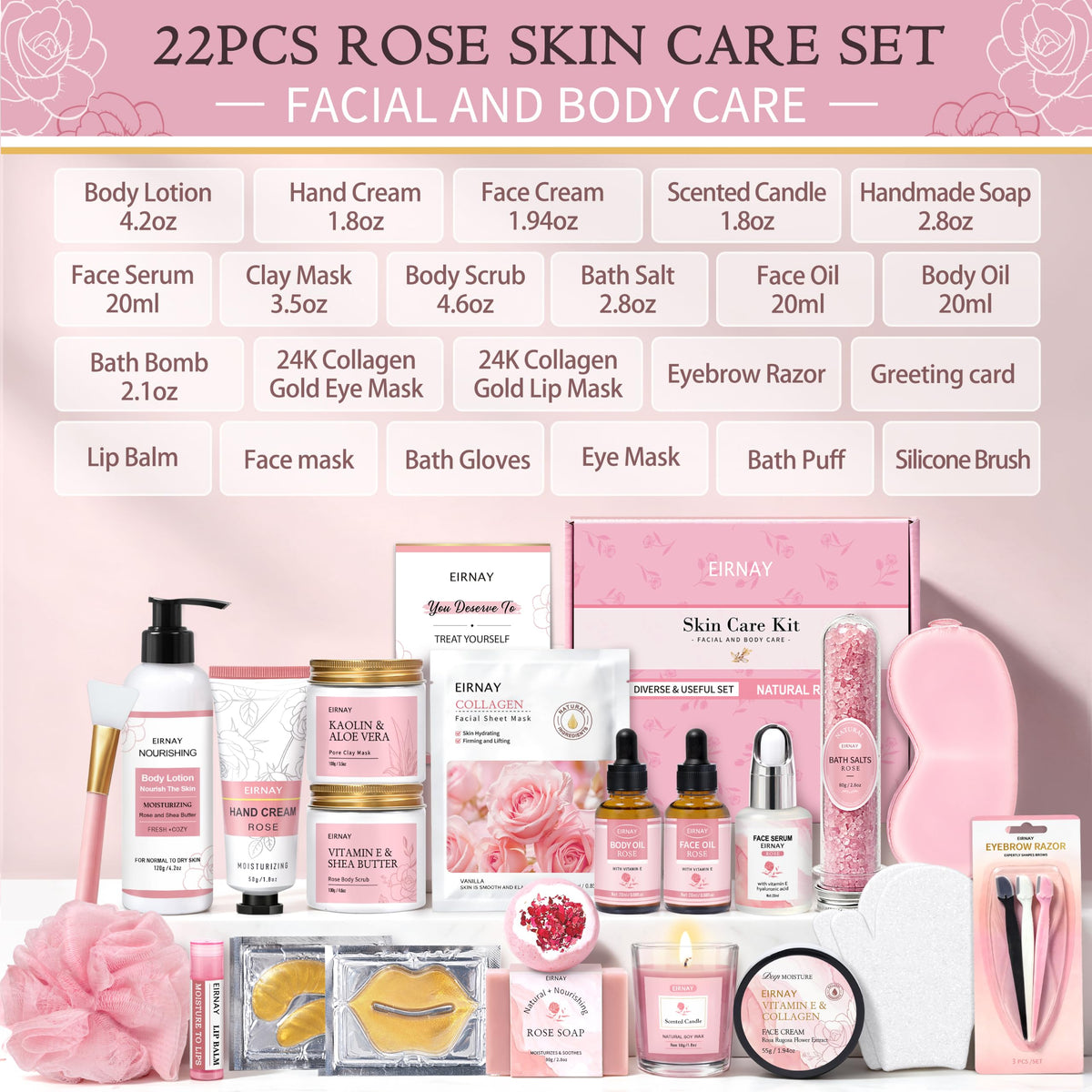 23pcs Rose Spa Gift Baskets J8791